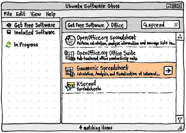An example paper prototype (from https://wiki.ubuntu.com/SoftwareStore).