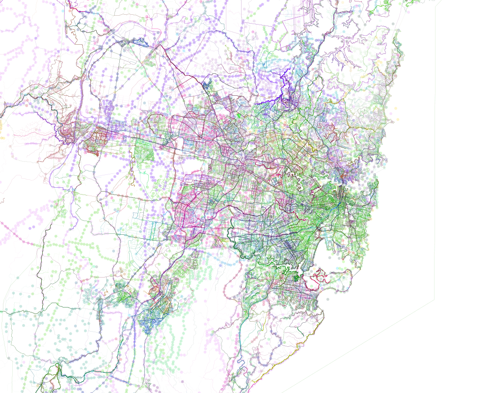 Map showing OpenStreetMap edits coloured by contributor.