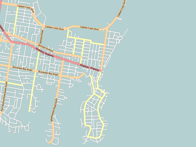 Map showing only roads from OpenStreetMap.