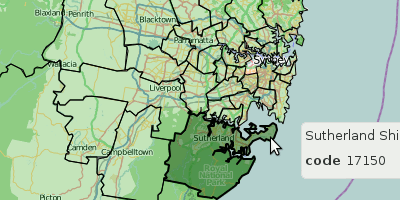 Interactive Vector Local Government Areas Sample Map